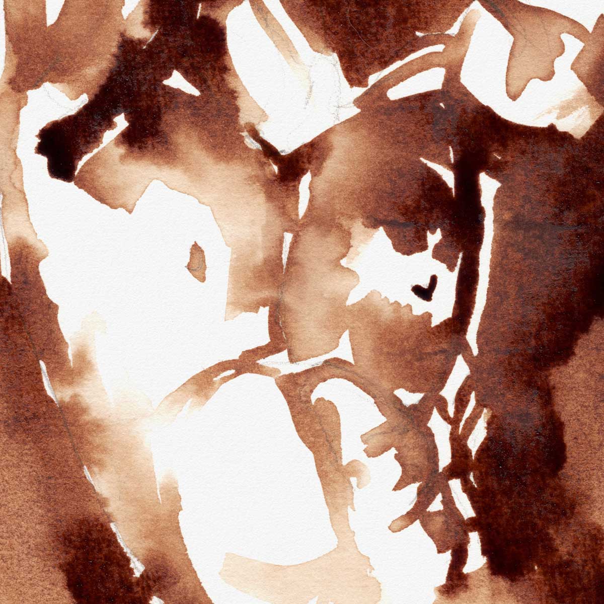 Abstract Male Nude in Instant Coffee Ink – Art Print Artist Brenden Sanborn