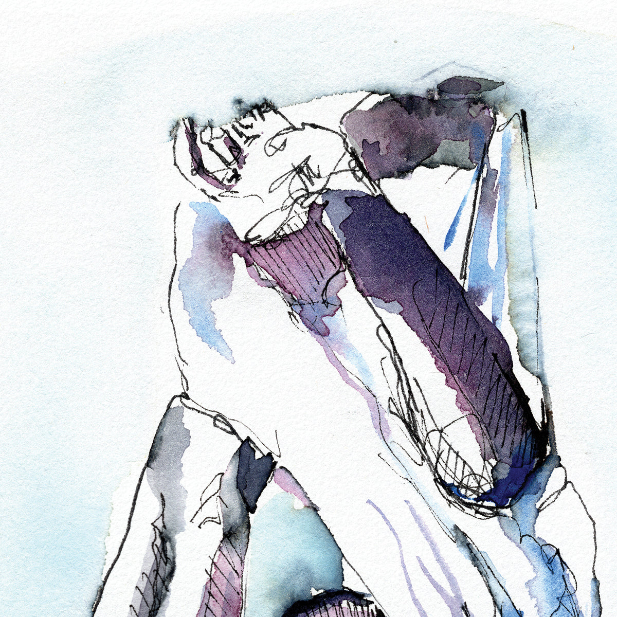 Sultry Descent of Fabric: Well-Toned Man Revealed - Original by Brenden Sanborn Artist Brenden Sanborn