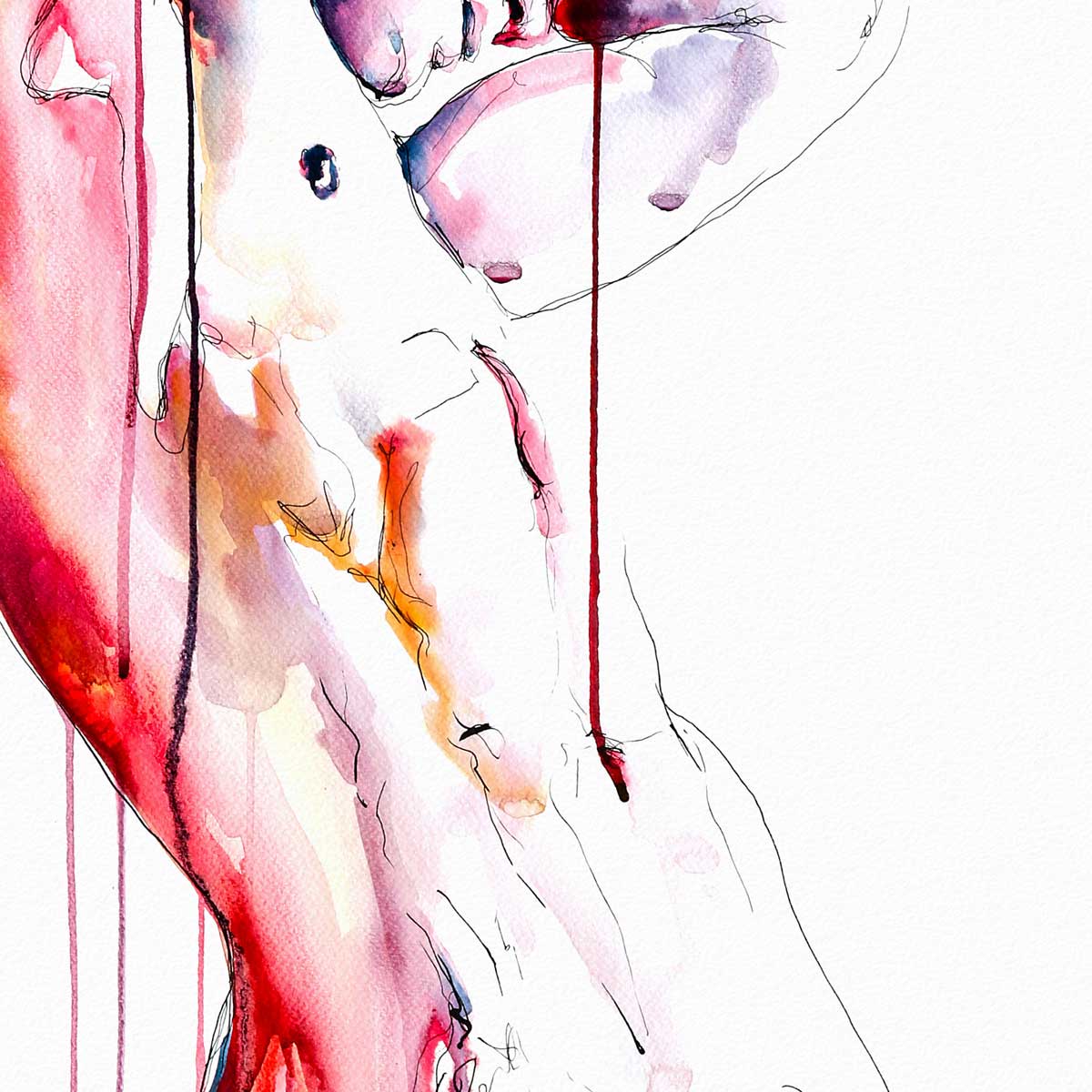 Curved Form Bare Body Arching in Sensual Movement - Art Print Artist Brenden Sanborn