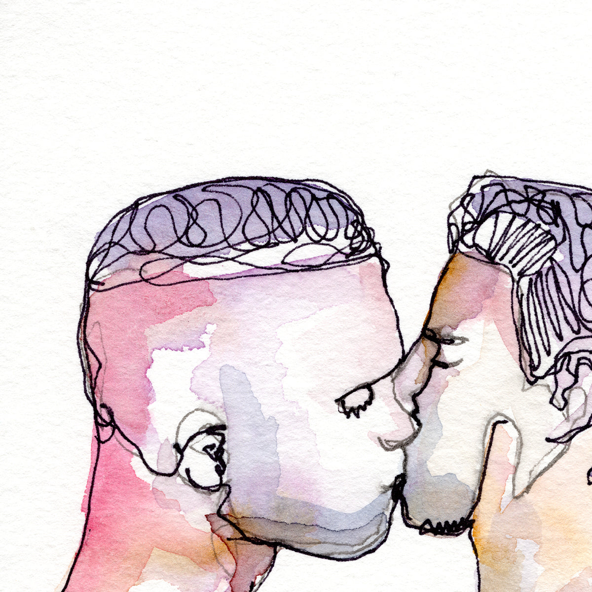 The Way We Kiss – 5x7" Original Ink & Watercolor Artist Brenden Sanborn