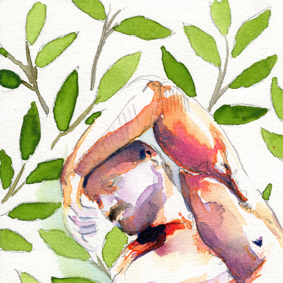 Softly Among the Leaves – 6x9" Original Watercolor Artist Brenden Sanborn