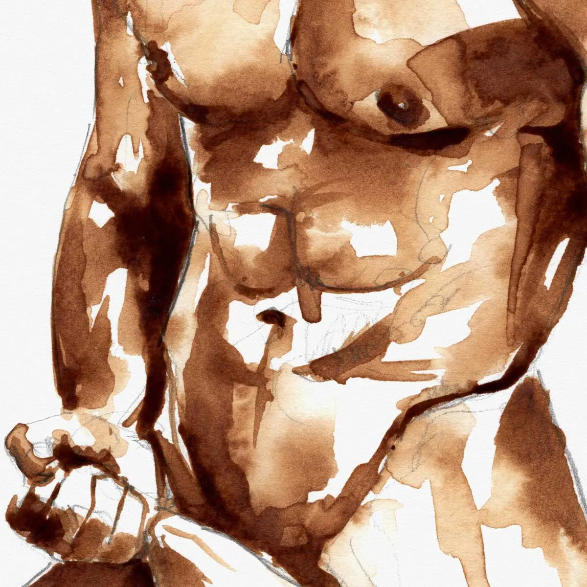 Coffee Nude Pulling Underwear - Art Print Artist Brenden Sanborn