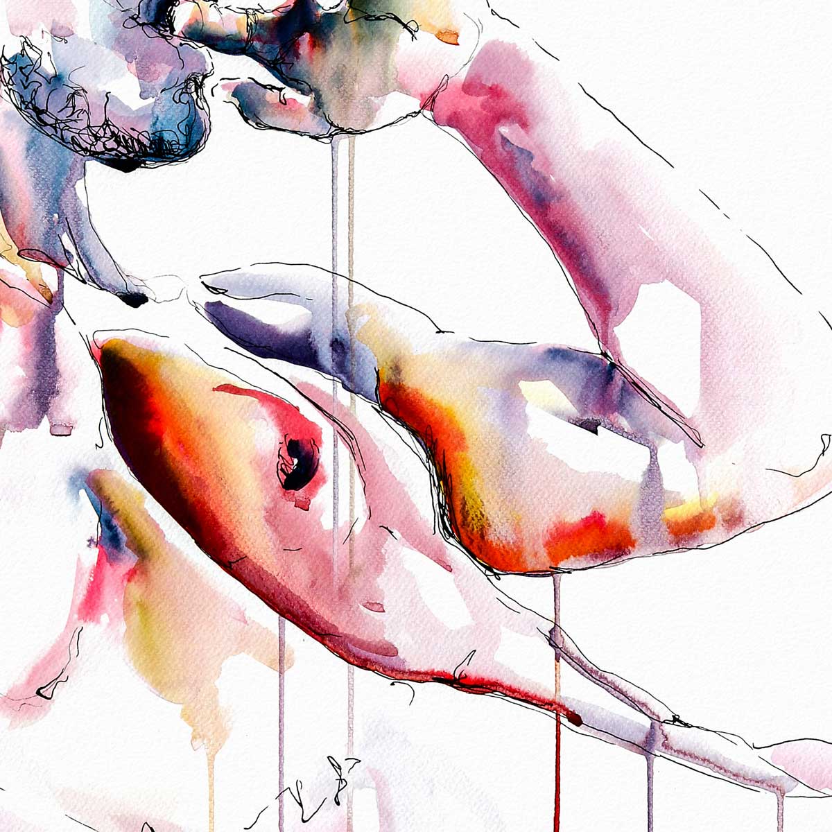 Relaxed Elegance a Bare Chest and Arm Resting in Quiet Repose - Art Print Artist Brenden Sanborn