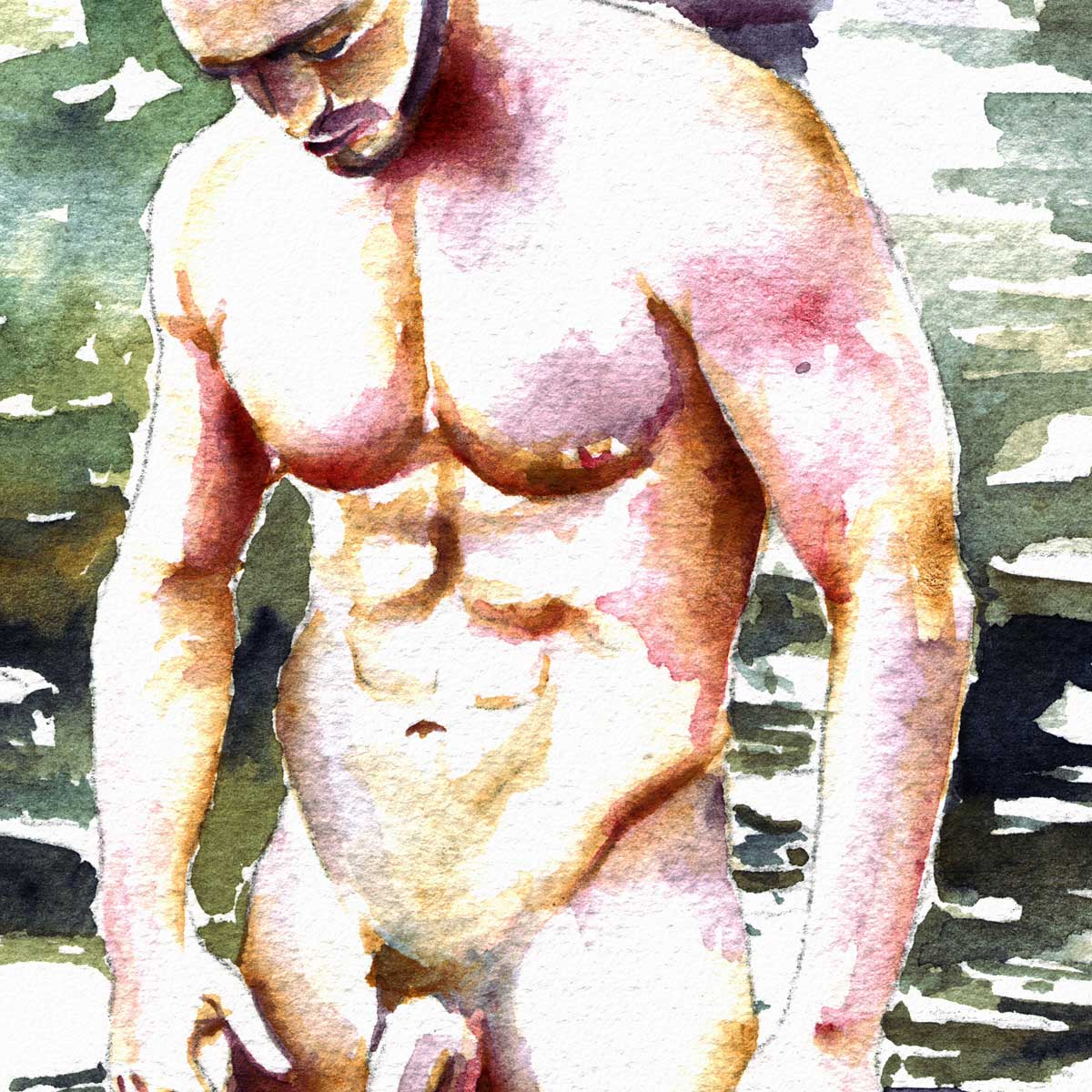 Man Standing in the Still Waters - Art Print Artist Brenden Sanborn