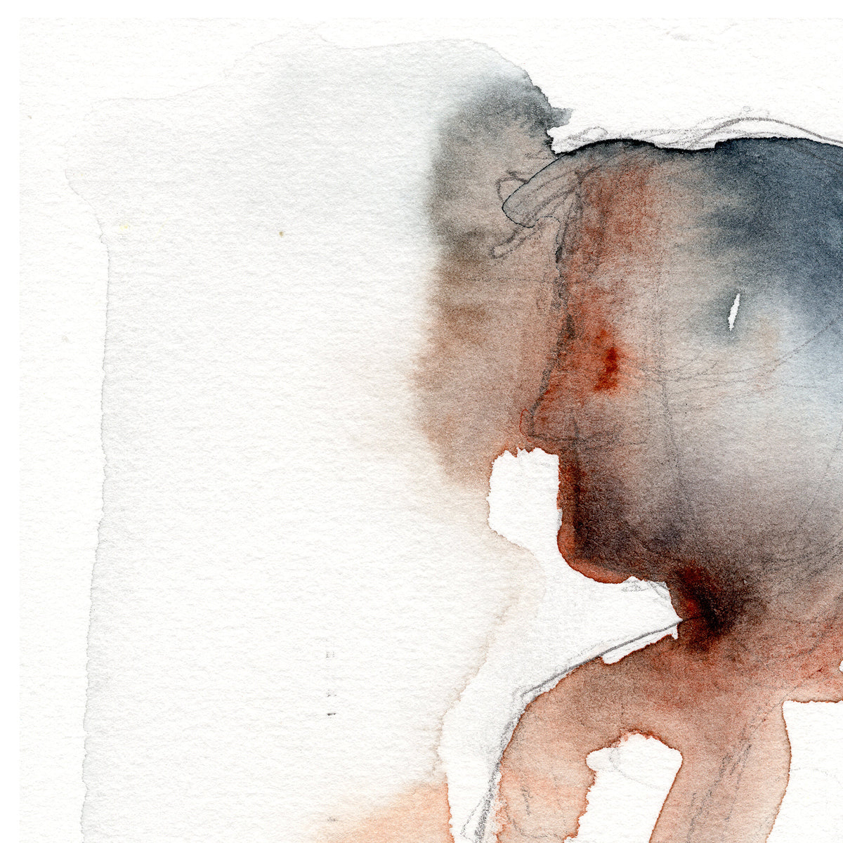 Profile of a Contemplative Male Figure - 6x9" Original Painting Artist Brenden Sanborn