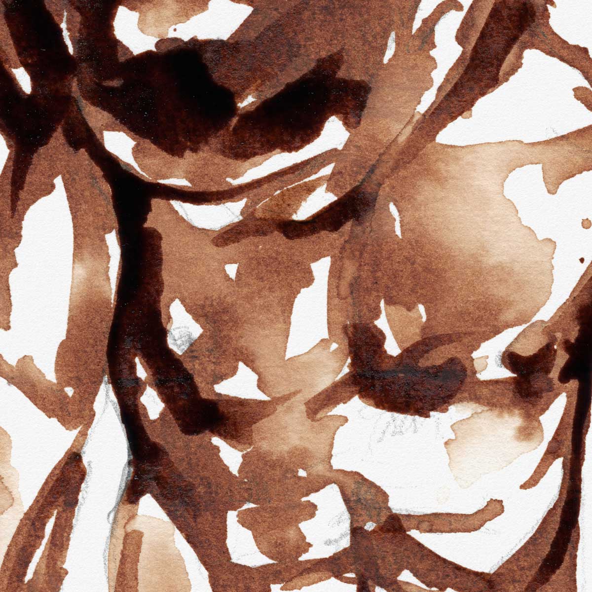 Nude Looking Down in Coffee - Art Print Artist Brenden Sanborn