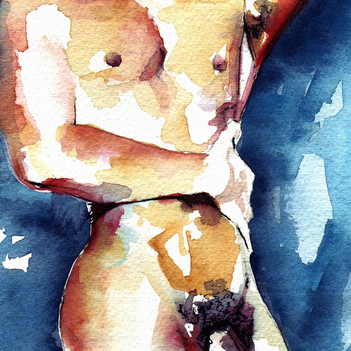 Nude Male Leaning Against the Wall - Art Print Artist Brenden Sanborn