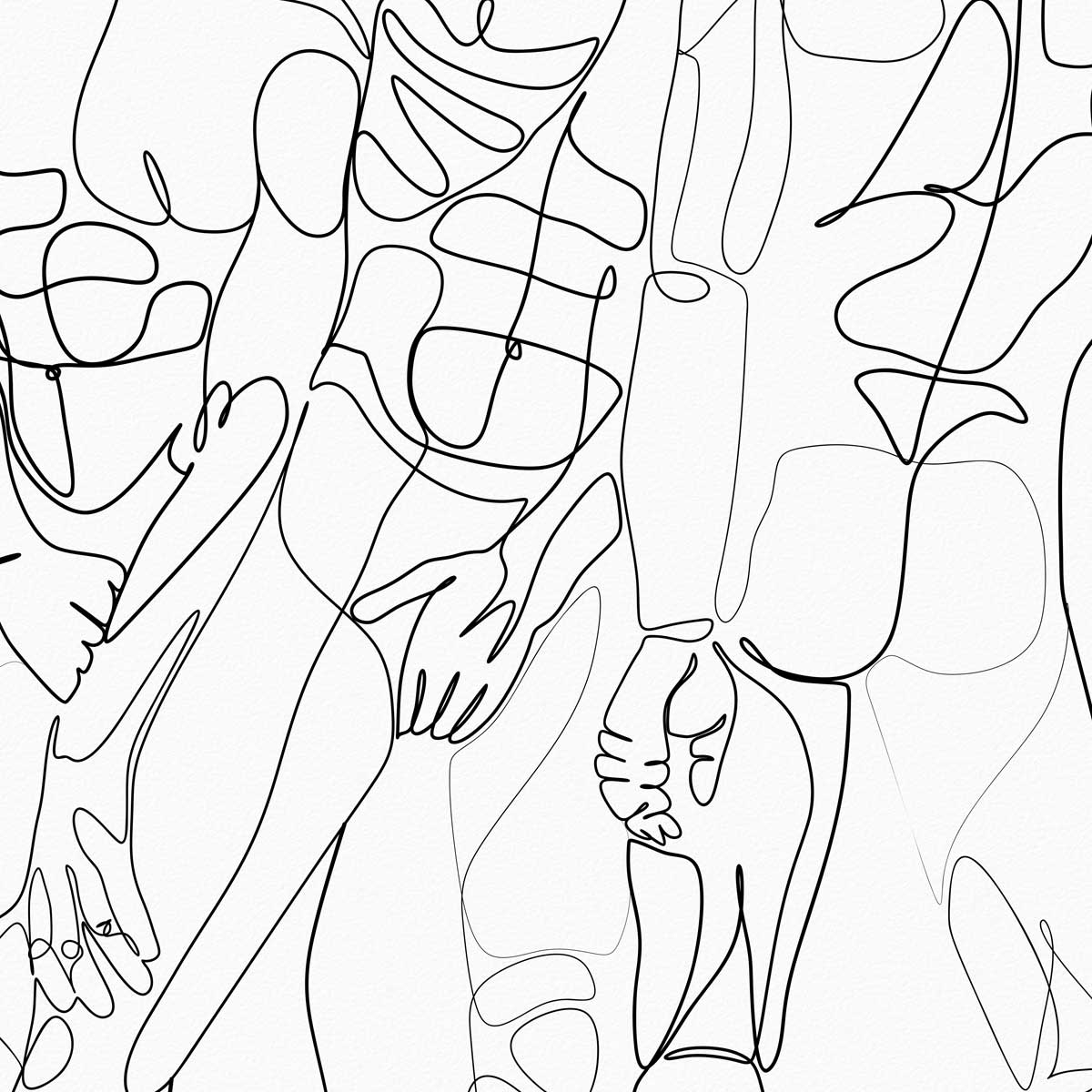 Holding Each Other Together One-Line Drawing of Three Men – Art Print Artist Brenden Sanborn