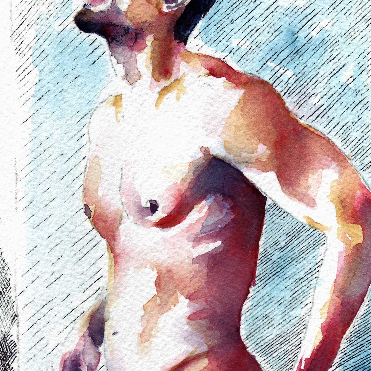 Man Standing in Thoughtful Stillness - Art Print Artist Brenden Sanborn