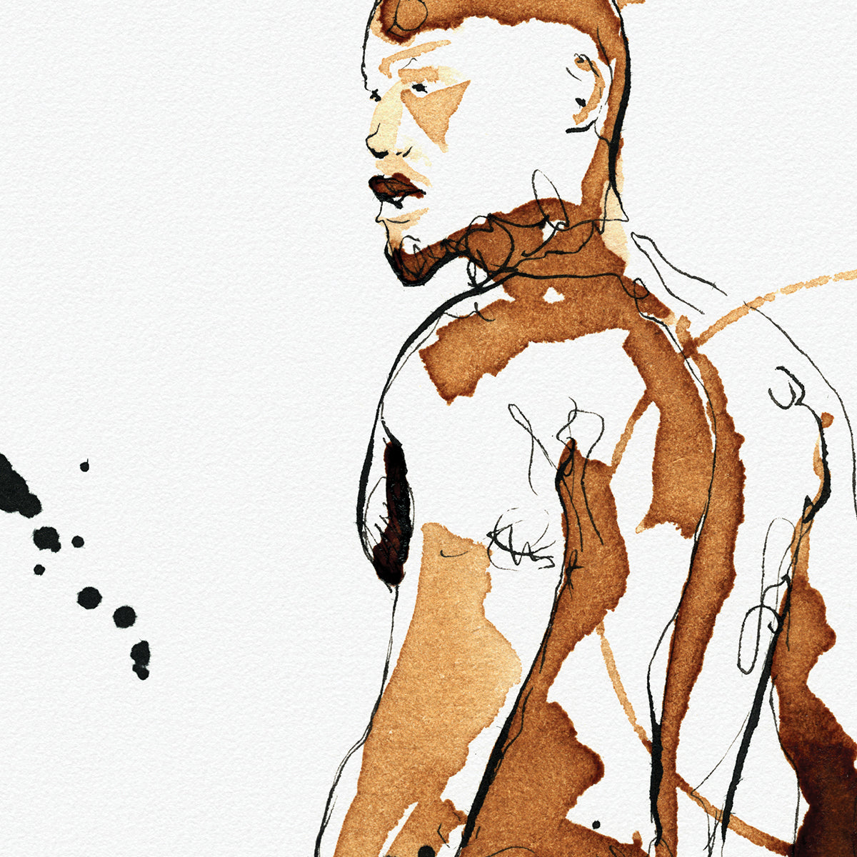 Man Standing Erotic Painting Fully Exposed - Made with Coffee Artist Brenden Sanborn