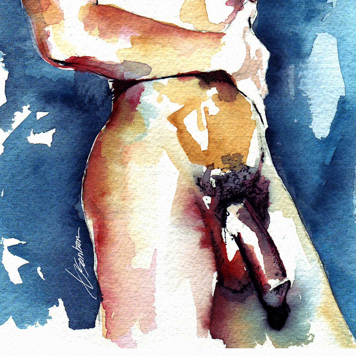 Nude Male Leaning Against the Wall - Art Print Artist Brenden Sanborn