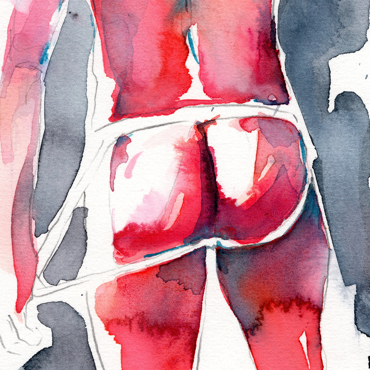 Muscular Male Backside with Jockstrap - 6x9" Original Painting Artist Brenden Sanborn