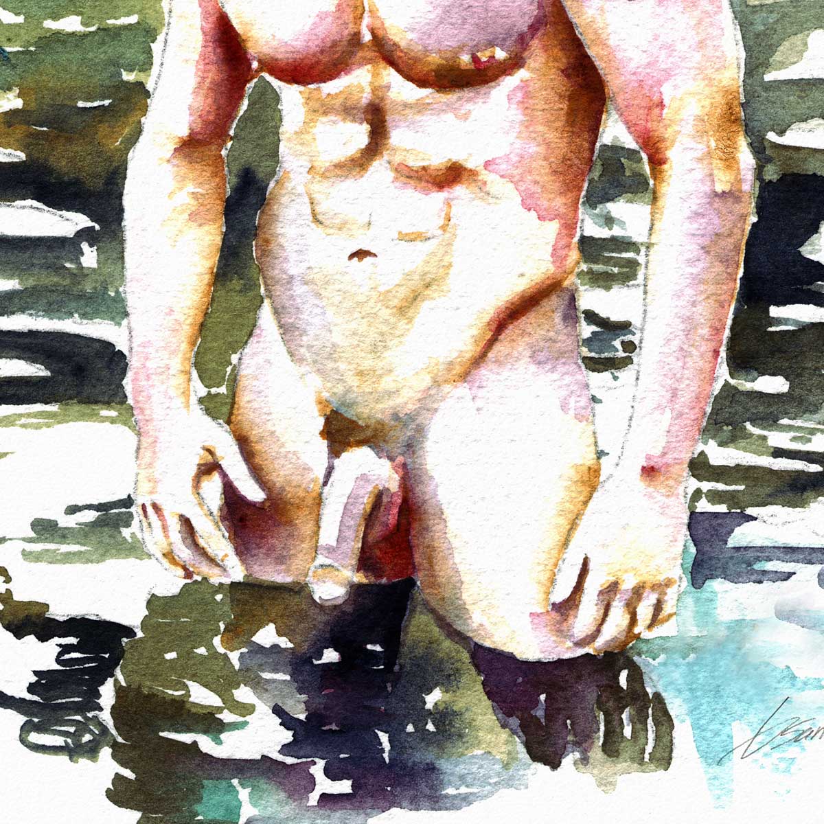 Man Standing in the Still Waters - Art Print Artist Brenden Sanborn