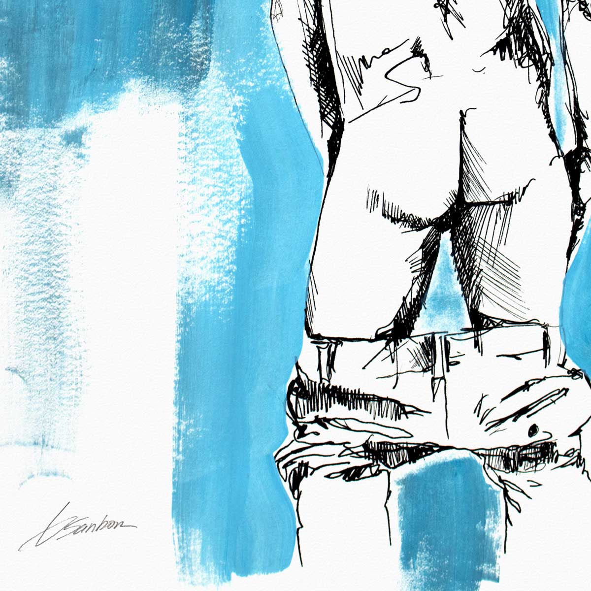 Lowered Denim and Bare Booty Skin – Art Print Artist Brenden Sanborn