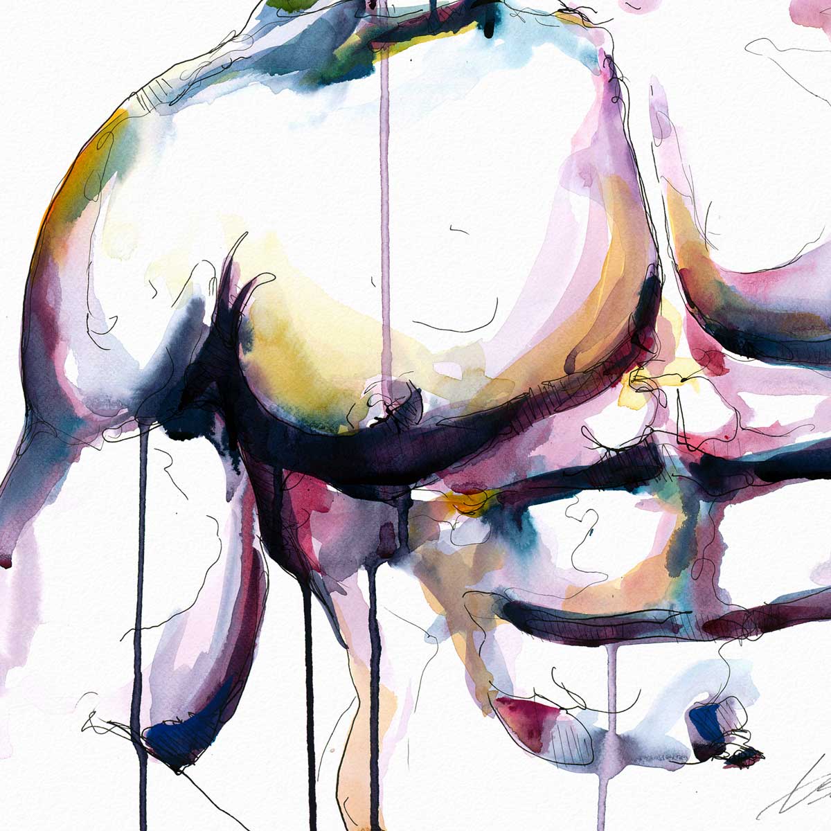Chiseled Strength a Bare Chest Carved in Shadow and Light - Art Print Artist Brenden Sanborn