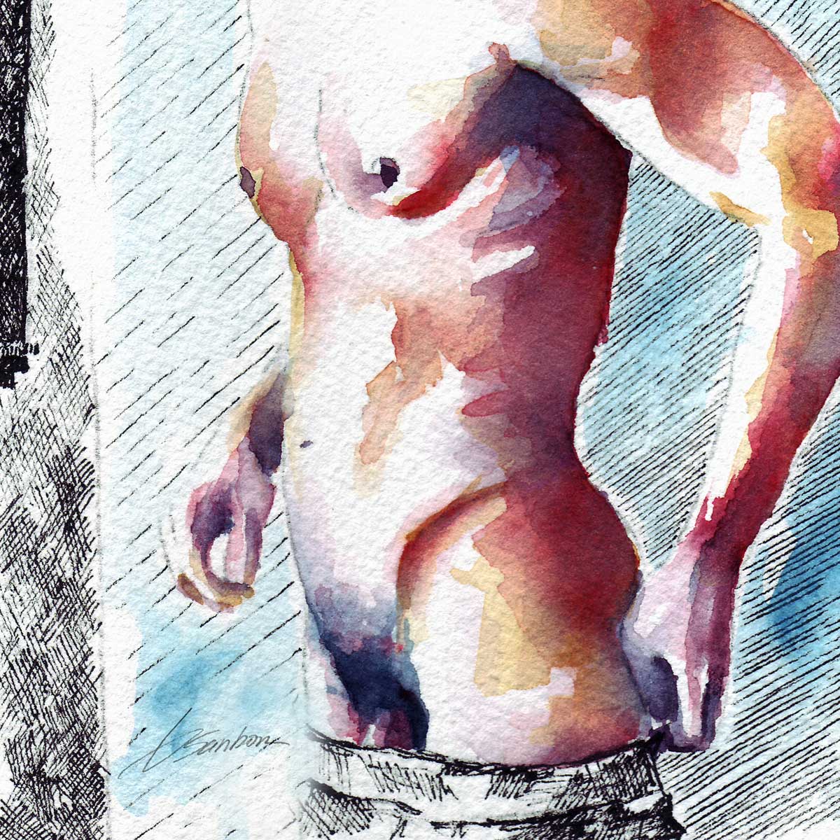 Man Standing in Thoughtful Stillness - Art Print Artist Brenden Sanborn