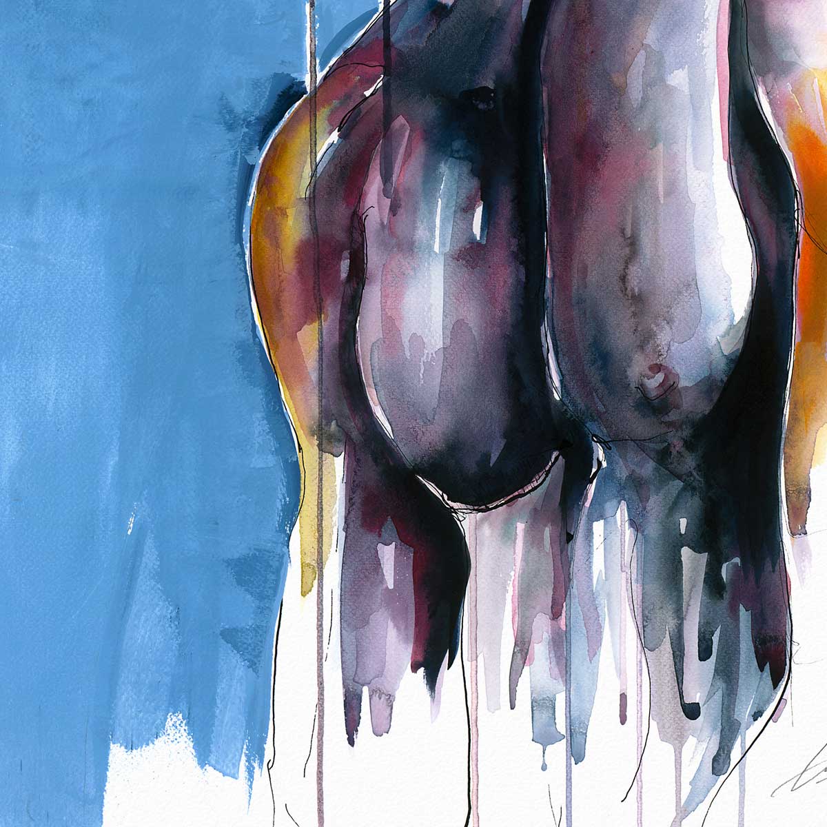 Mustached Male with Broad Shoulders and Intense Gaze - Art Print Artist Brenden Sanborn