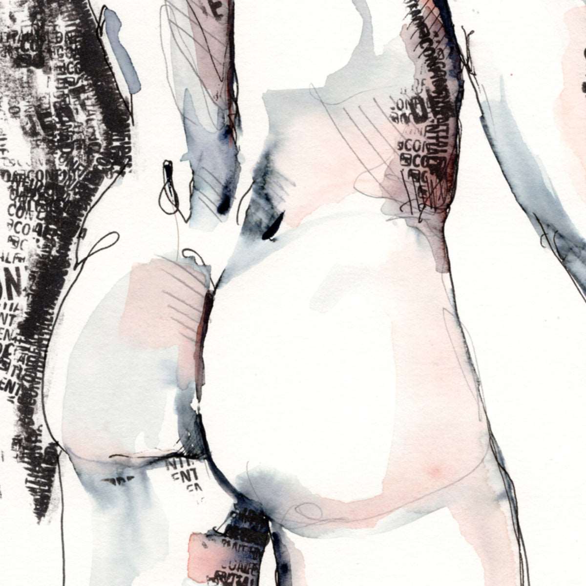 Ink Script Male Silhouette - 6x9" Original Watercolor Painting Artist Brenden Sanborn