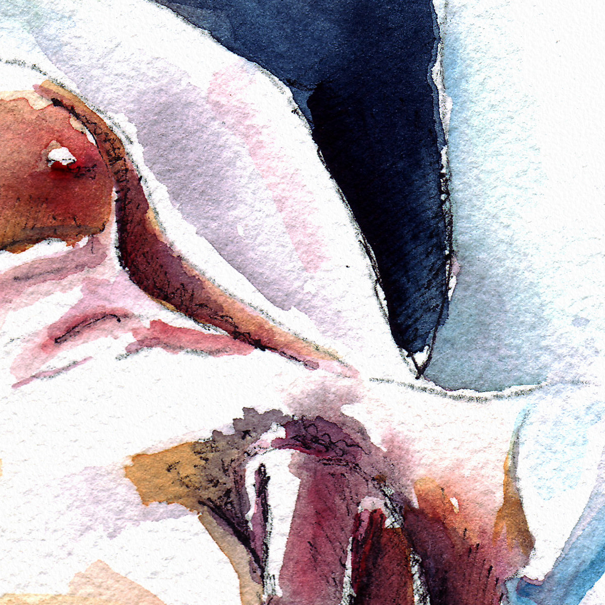 Male Nude Resting on White Sheets - Art Print Artist Brenden Sanborn