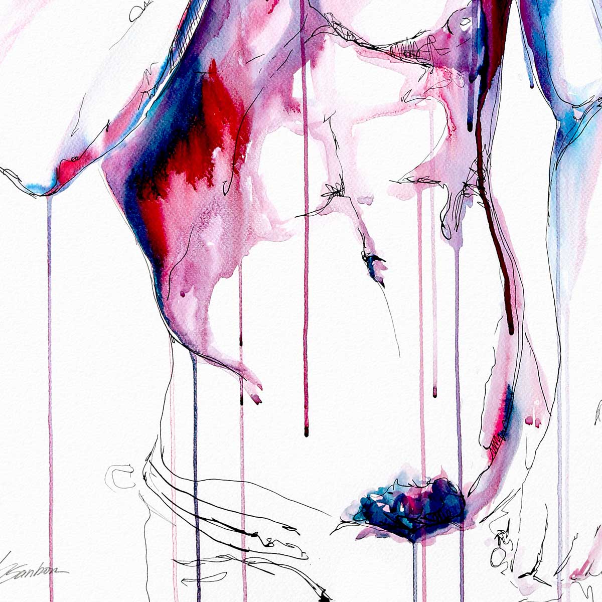 A Bare Chest Muscles Tensed in Quiet Reflection - Art Print Artist Brenden Sanborn