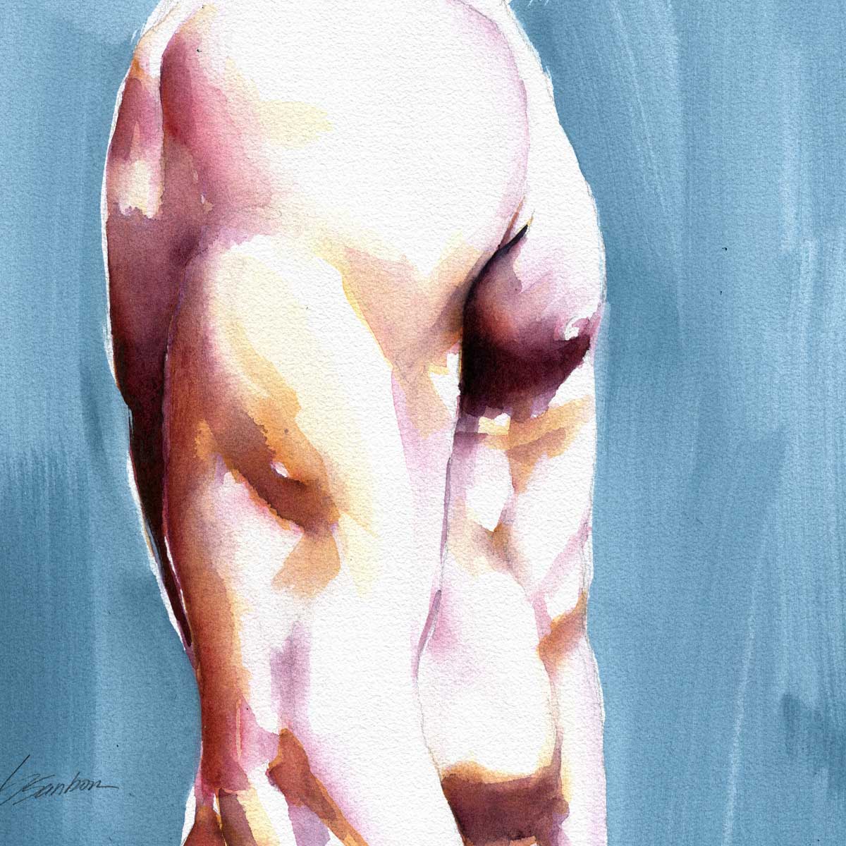 Male Figure in Quiet Reflection Turned Away - Art Print Artist Brenden Sanborn