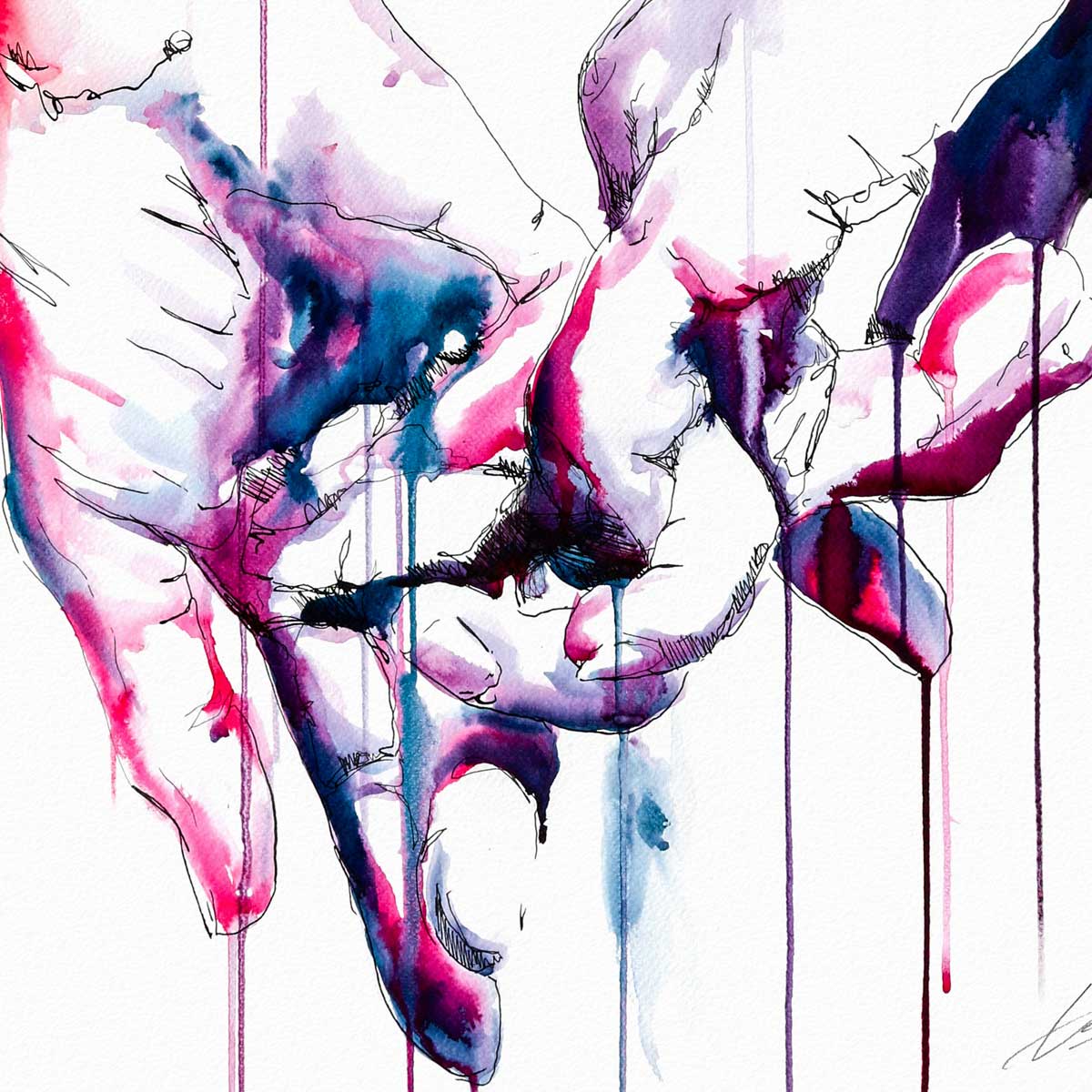 Simple Gesture of Love - Holding Hands - Love is Love - Art Print Artist Brenden Sanborn