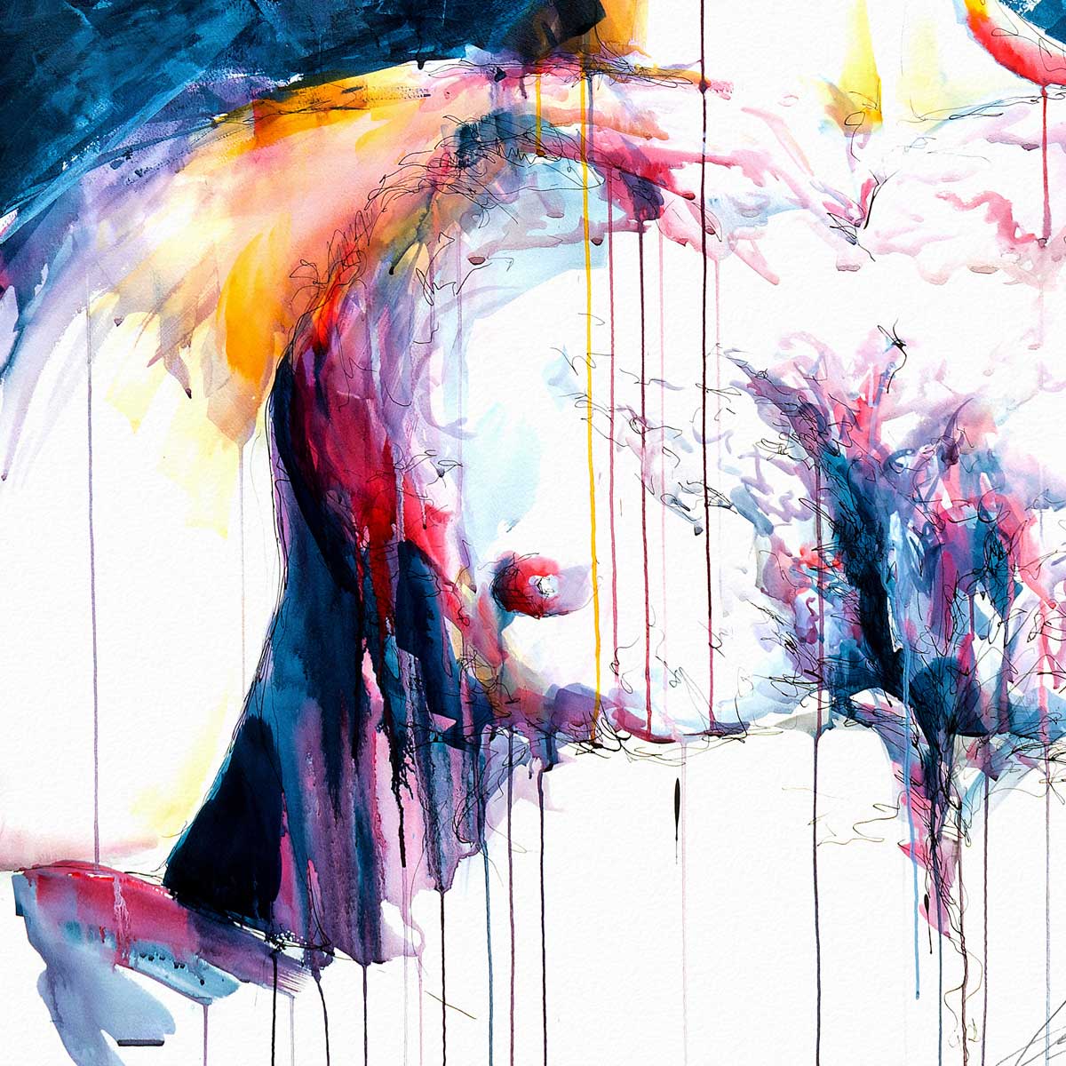 Bearded Male with Bare Chest and Introspective Gaze - Art Print Artist Brenden Sanborn
