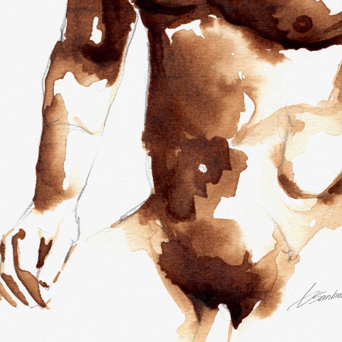 Coffee-Toned Male Torso - Art Print Artist Brenden Sanborn