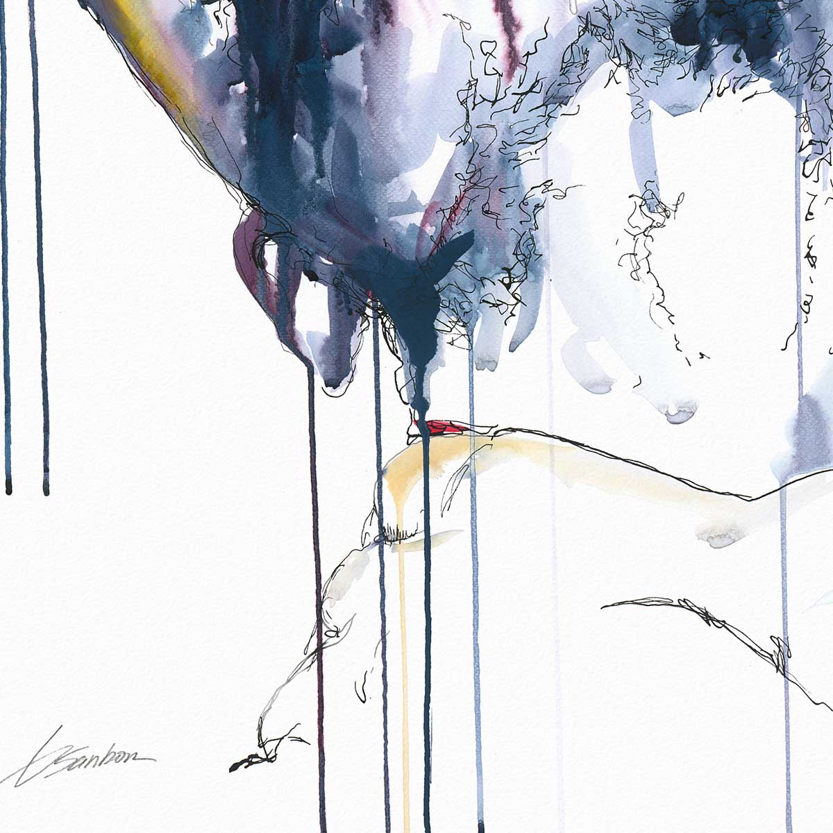 Man in Shower: Washing Neck with a Glimpse of Sensual Lust - Art Print Artist Brenden Sanborn