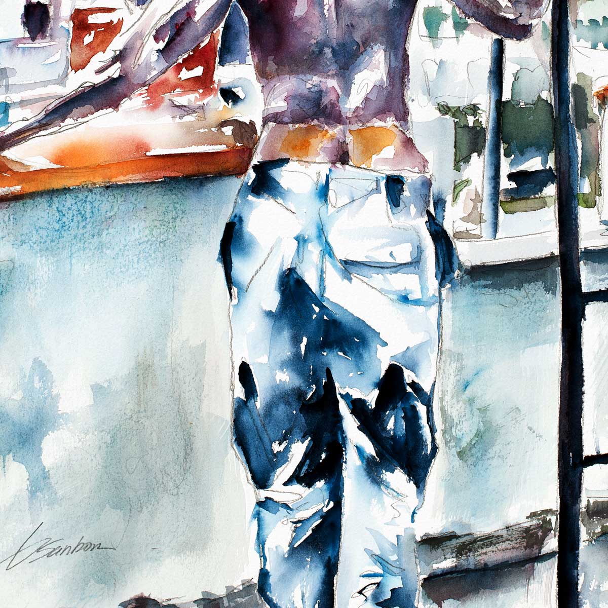 Back Muscles City View and a Hint of Booty – Art Print Artist Brenden Sanborn