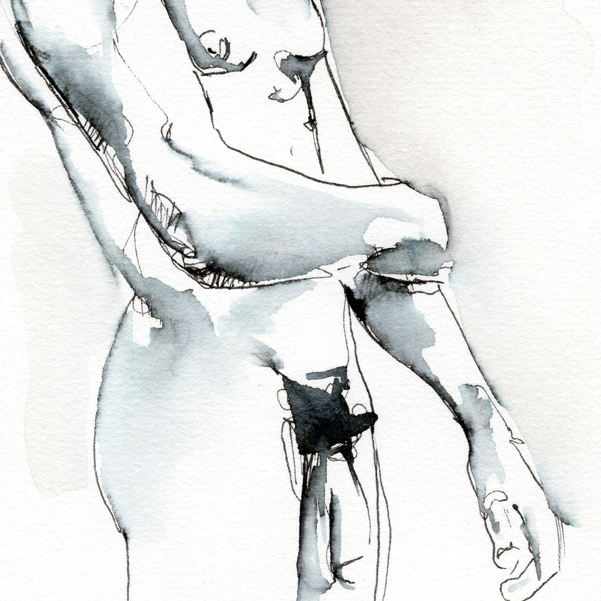 Whispered Strength - Monochrome Muscular Male Contour - 6x9" Original Painting Artist Brenden Sanborn