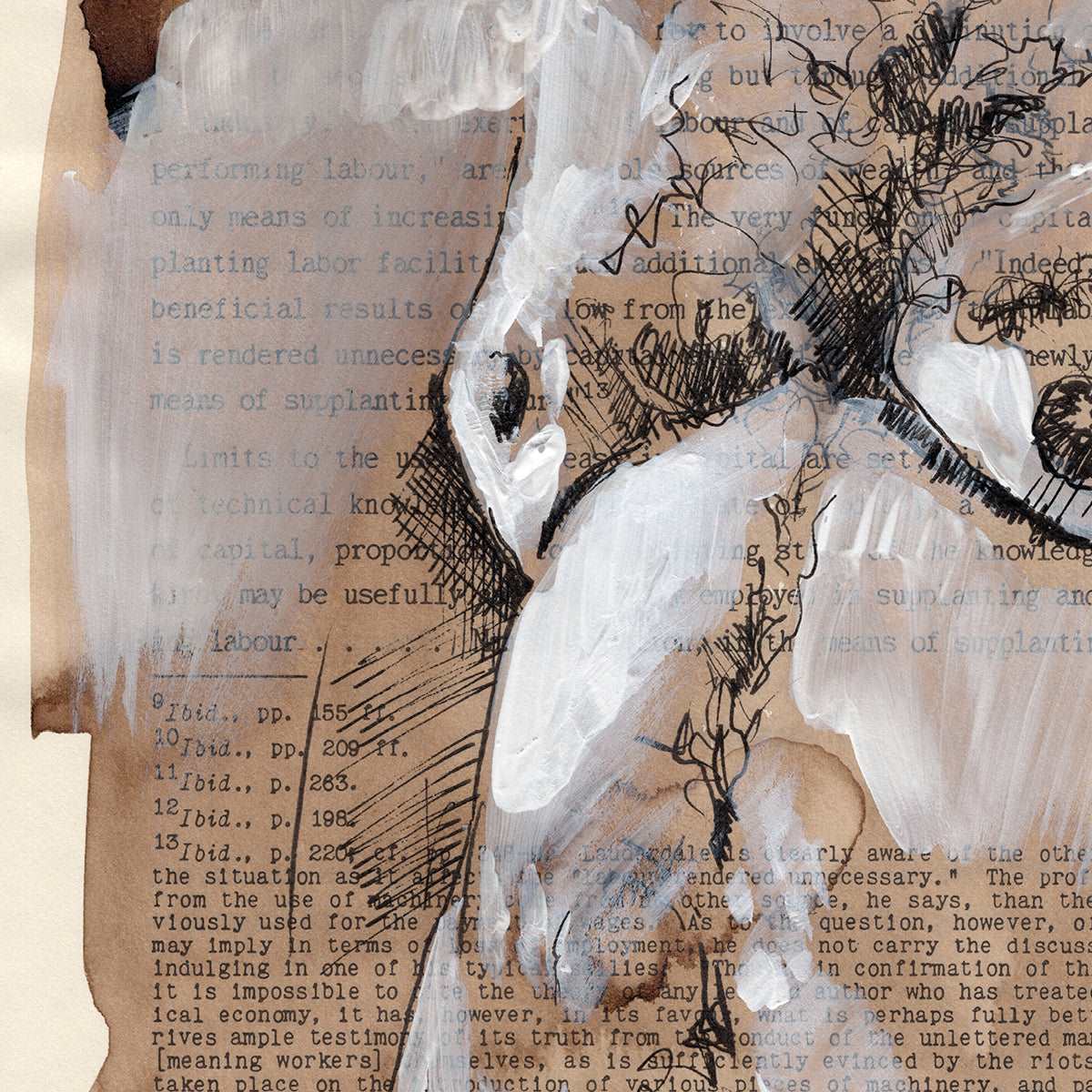 Literary Bear - Hairy Gay Man on Book Page - 6x9" Original Art Artist Brenden Sanborn