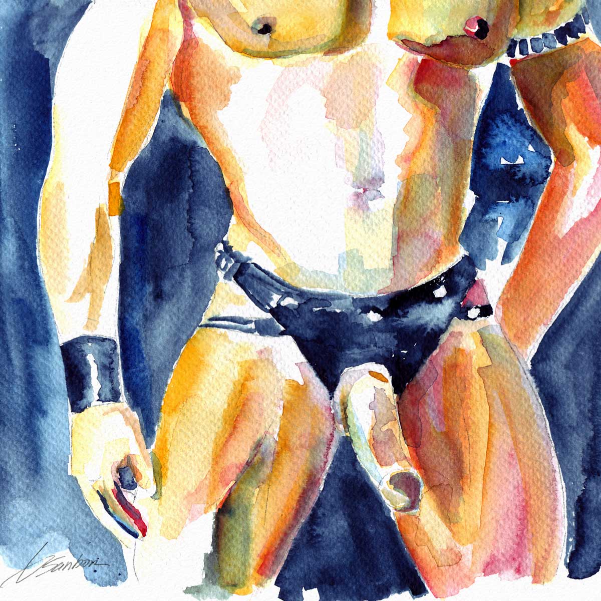 Leather-Clad Male in Full Gear - Art Print Artist Brenden Sanborn