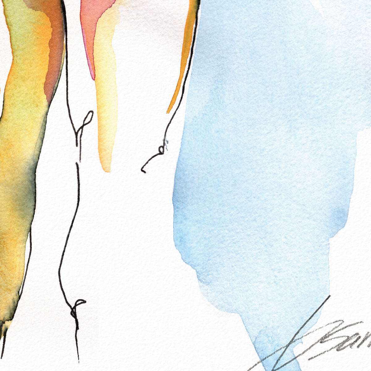 Classical Male Physique in Ink & Watercolor: A Revealing Pose Artist Brenden Sanborn