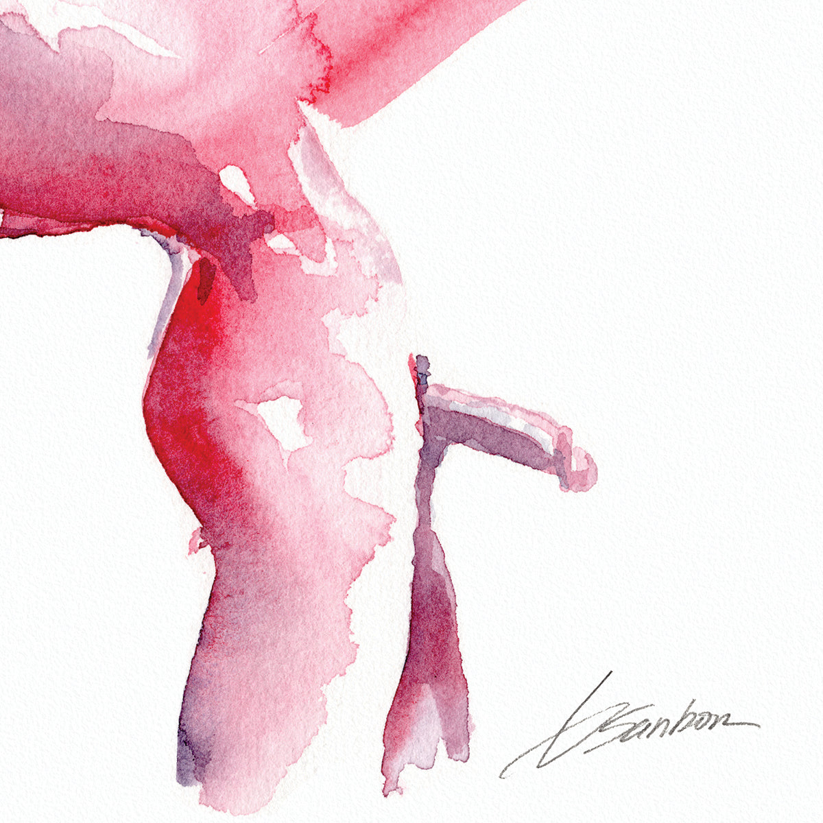 Rosy Embrace Abstract Nude - 6x9" Original Painting Artist Brenden Sanborn