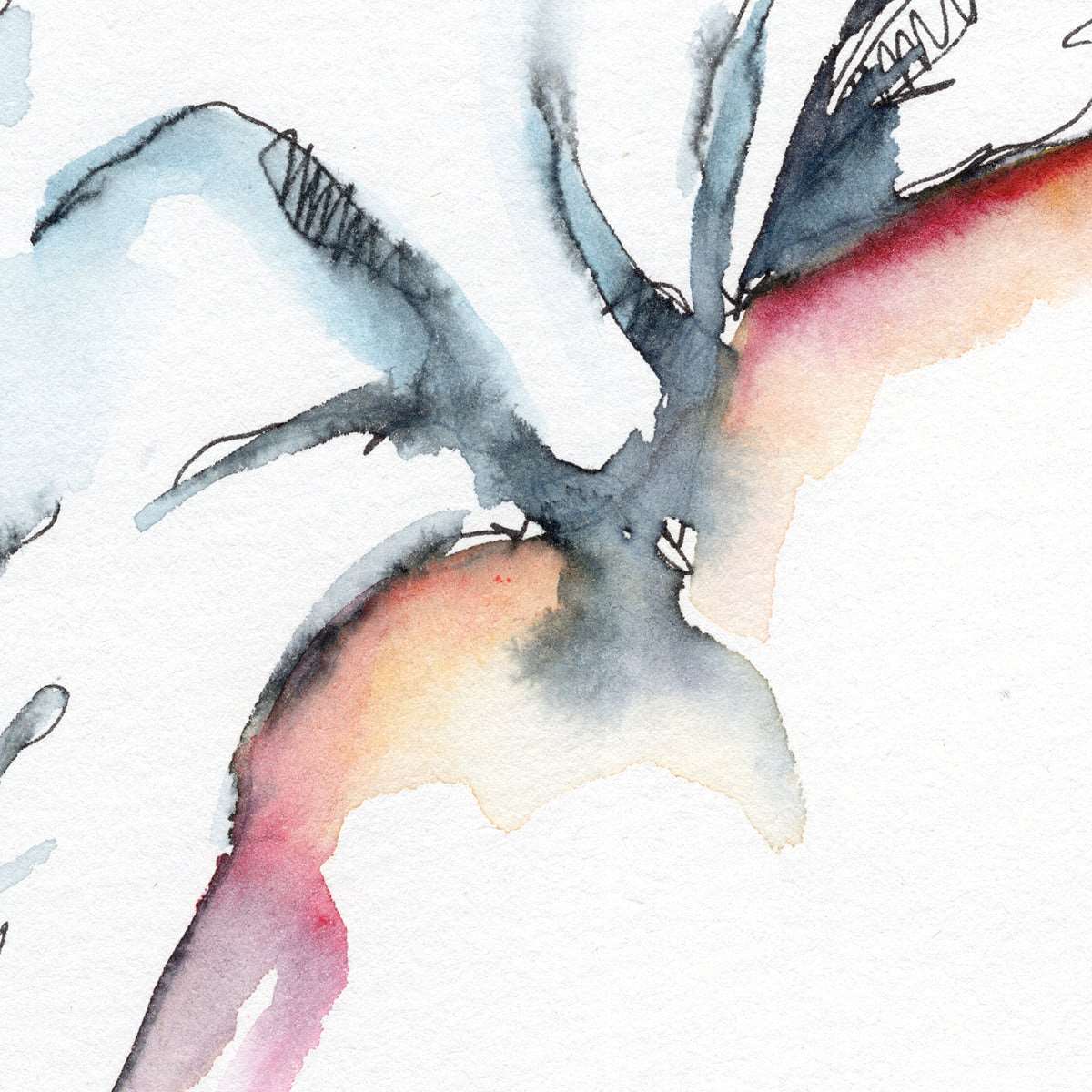 Man Lifting White T Shirt Contemporary Style - Original watercolor Artist Brenden Sanborn