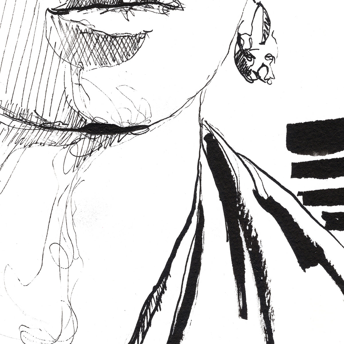 Icon Lines and Quiet Defiance – 9x12" Original Ink Drawing Artist Brenden Sanborn