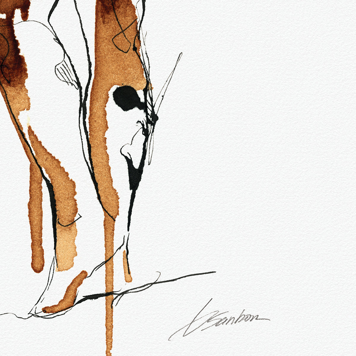 Man Standing Erotic Painting Fully Exposed - Made with Coffee Artist Brenden Sanborn