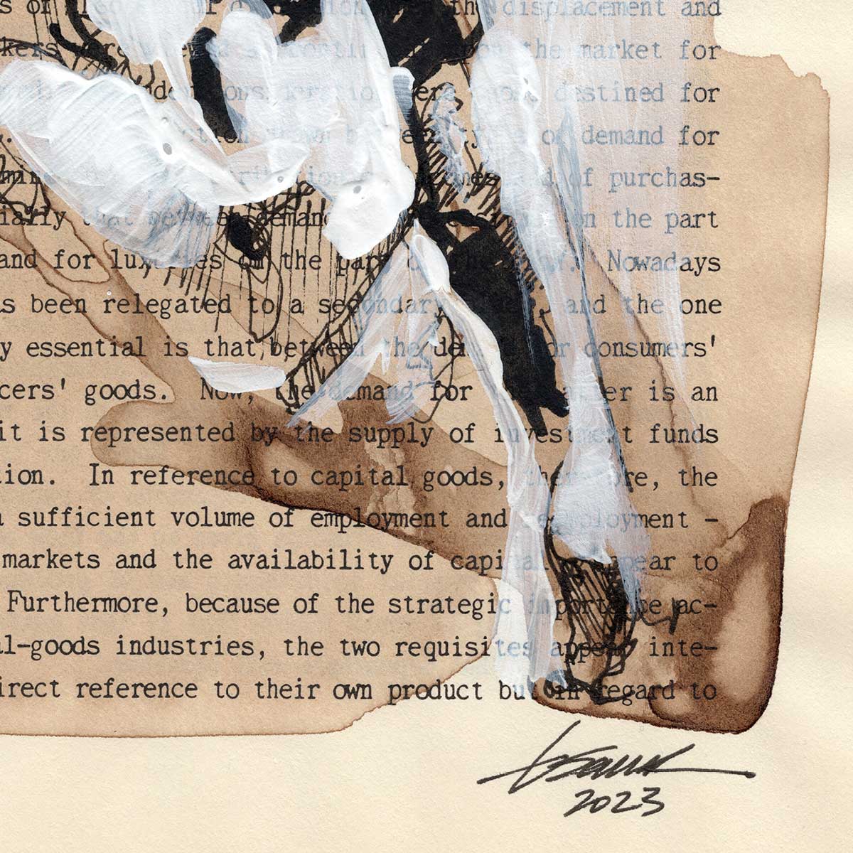Muscular Figure on Literature - 6x9" Original Book Paper Art Artist Brenden Sanborn