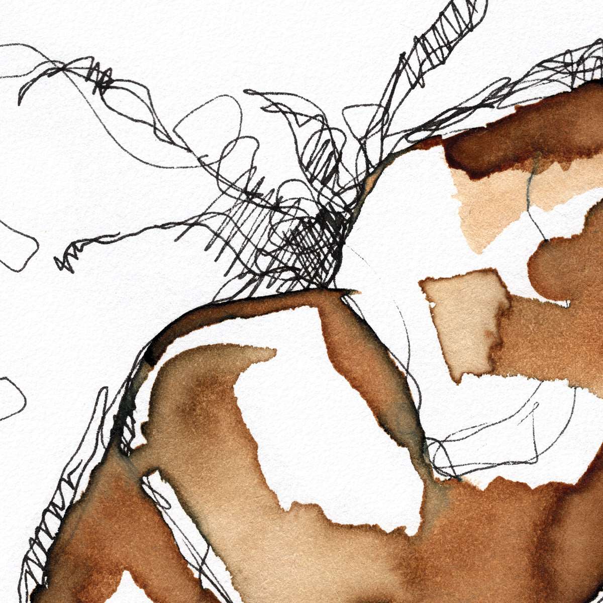 Man lifting his White T-shirt - Original Coffee Art Artist Brenden Sanborn