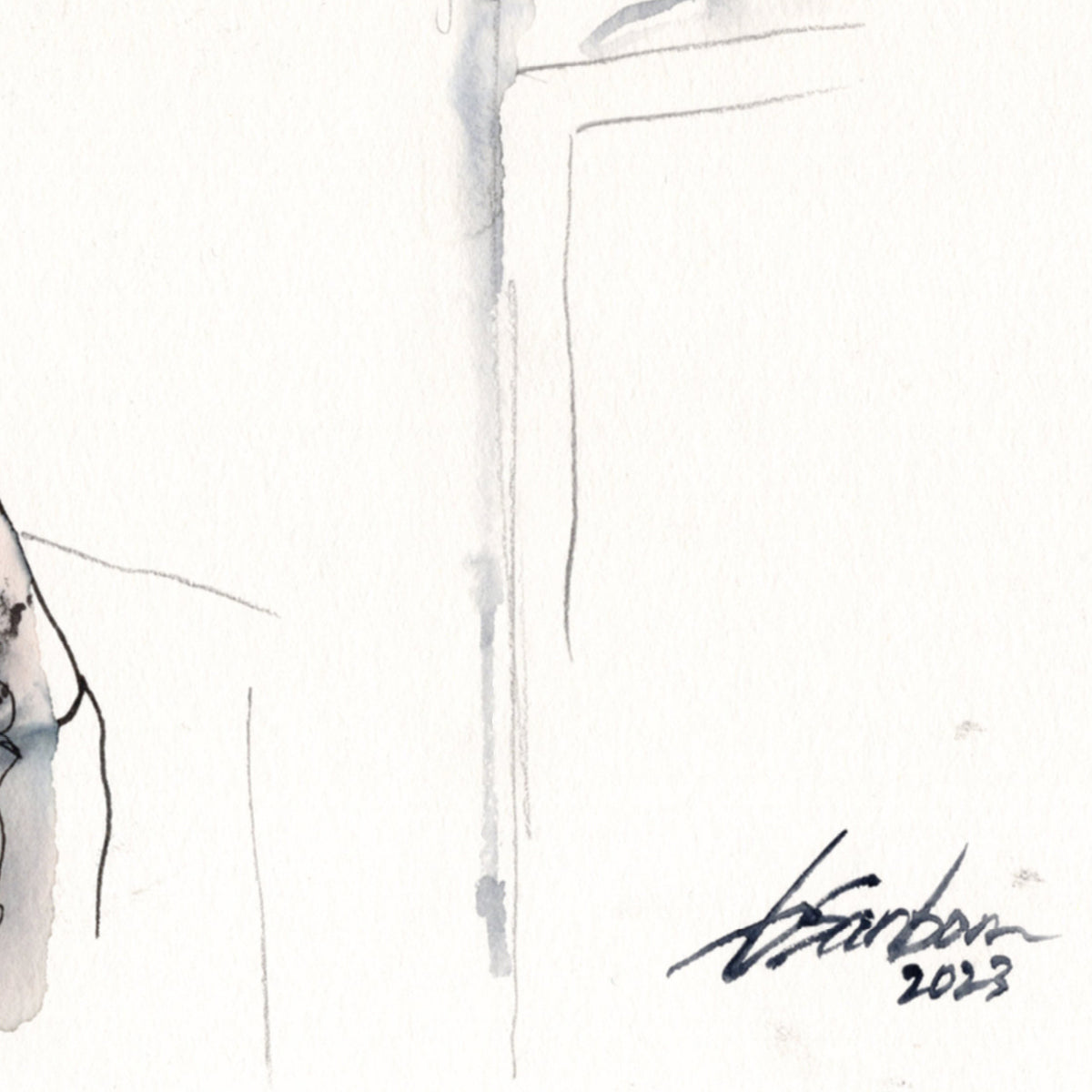 Rugged Elegance - Bearded and Muscular - 6x9" Original Watercolor and Ink Painting Artist Brenden Sanborn