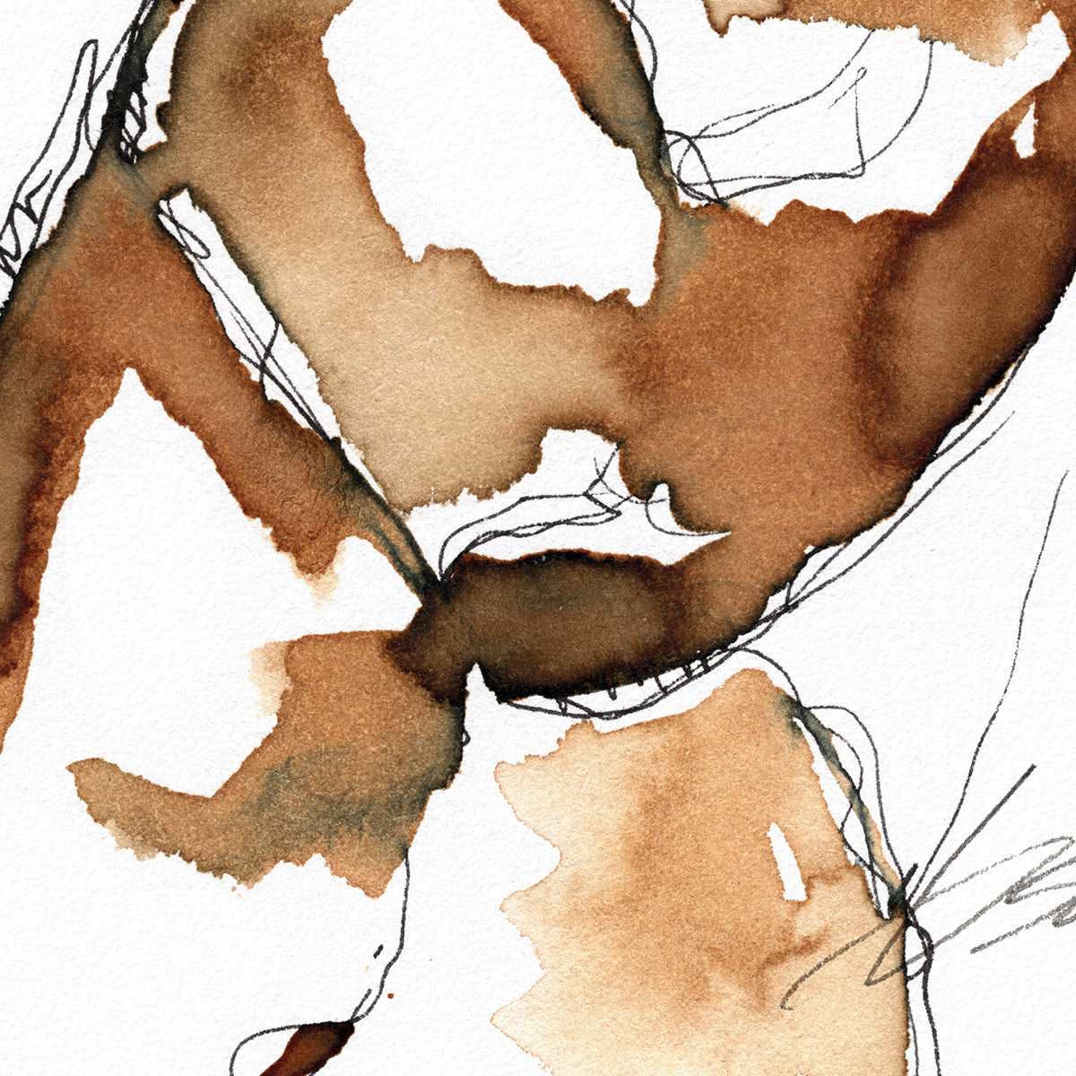 Man lifting his White T-shirt - Original Coffee Art Artist Brenden Sanborn