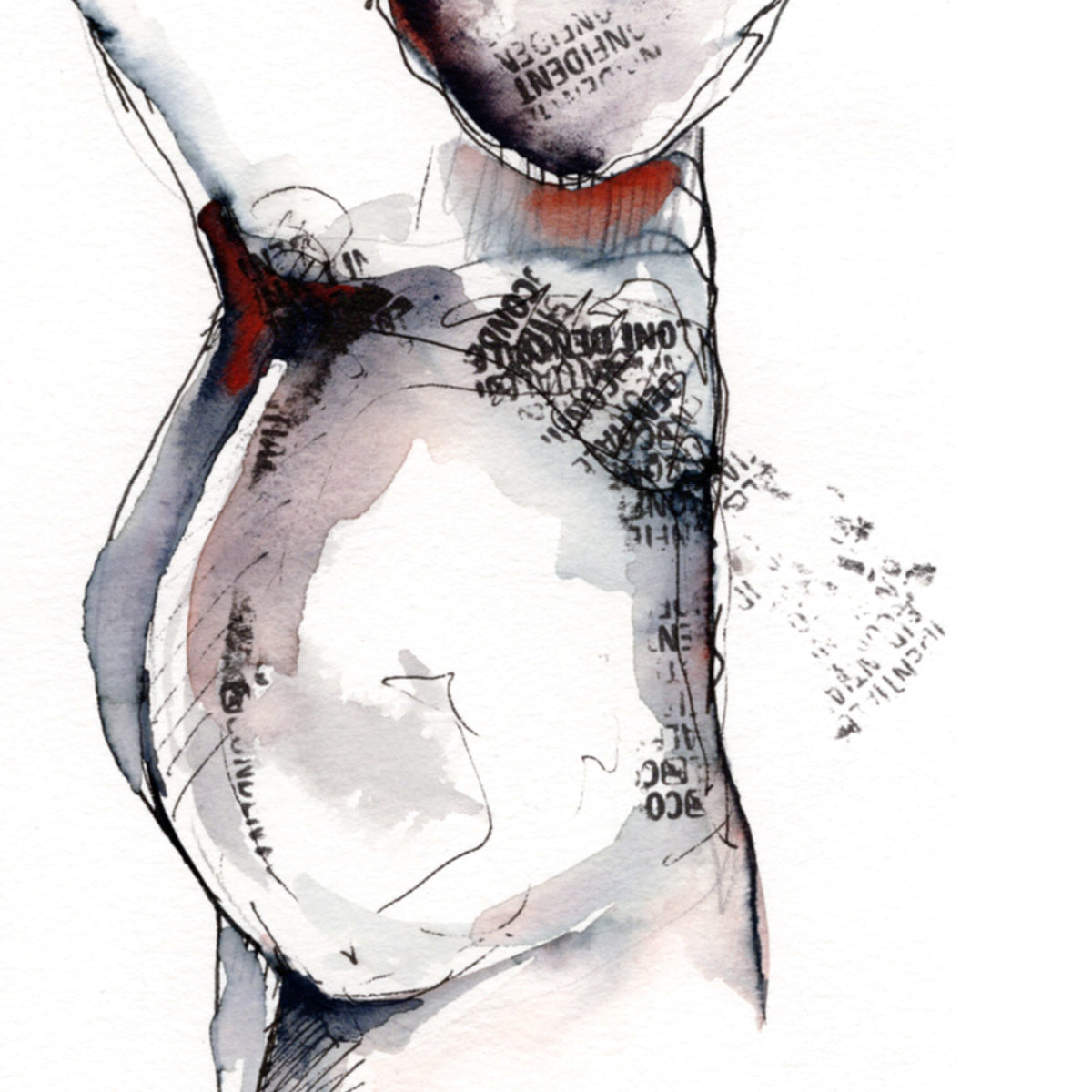 Stalwart Contour - Muscular Male Figure in Ink - 6x9" Original Art Artist Brenden Sanborn