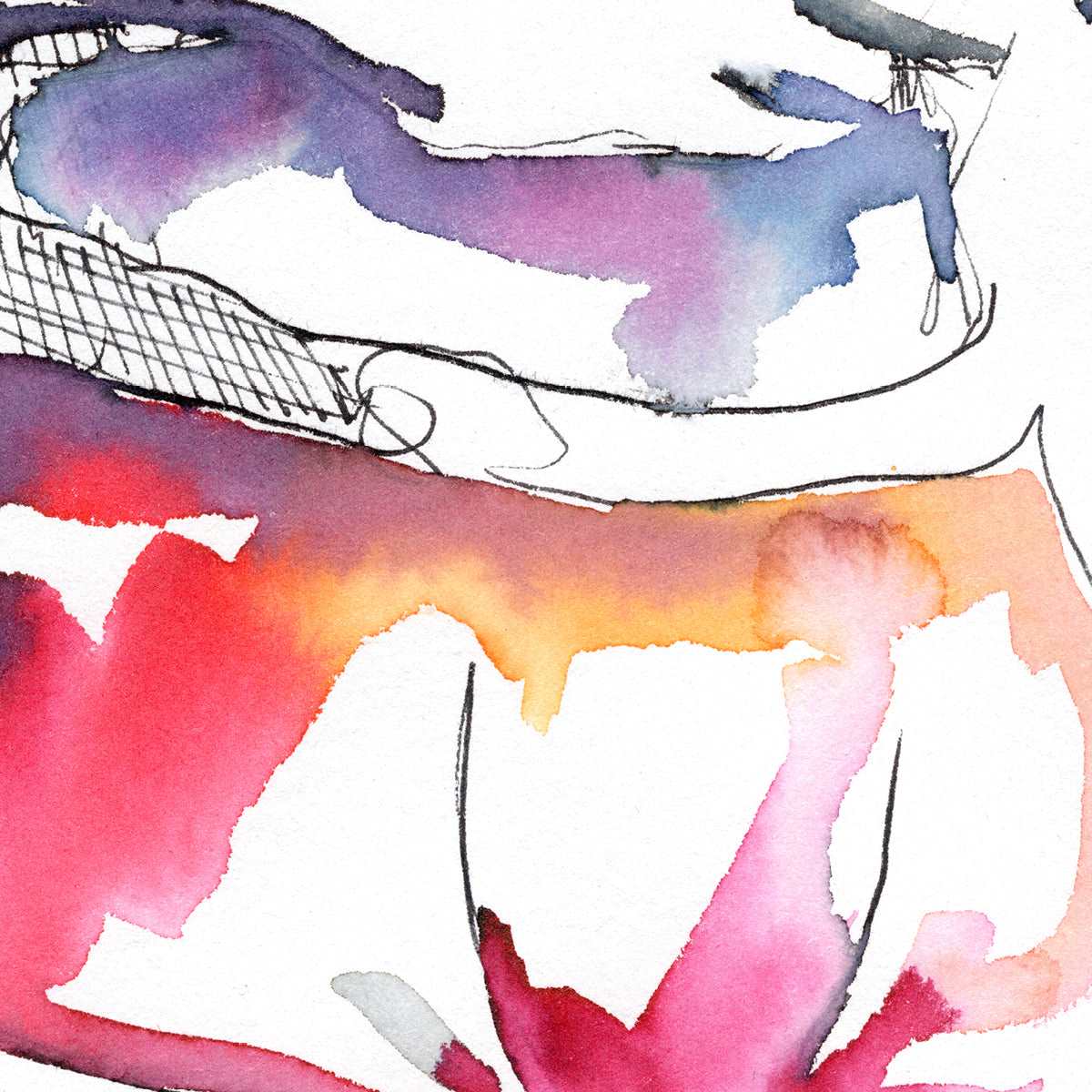 Handsome Bearded man in his Underwear - Original Watercolor Painting Artist Brenden Sanborn