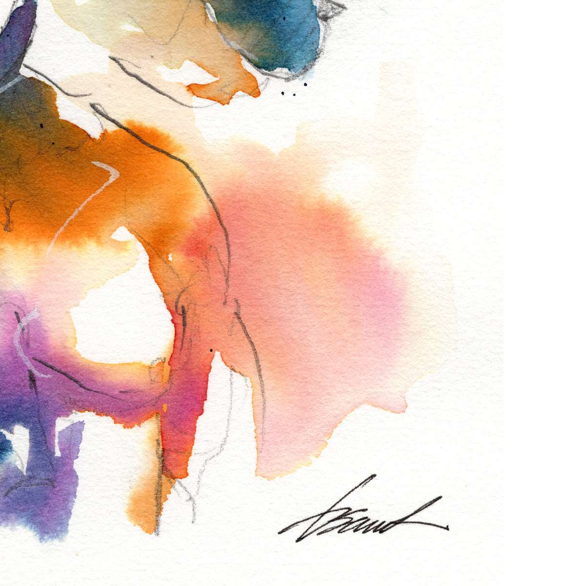 Bearded Trio - Expressive Male Faces with Hairy Chests - 6x9" Original Watercolor Painting Artist Brenden Sanborn