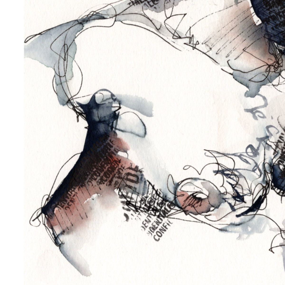 Rugged Elegance - Bearded and Muscular - 6x9" Original Watercolor and Ink Painting Artist Brenden Sanborn