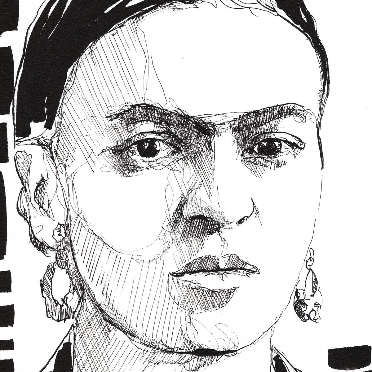 Icon Lines and Quiet Defiance – 9x12" Original Ink Drawing Artist Brenden Sanborn
