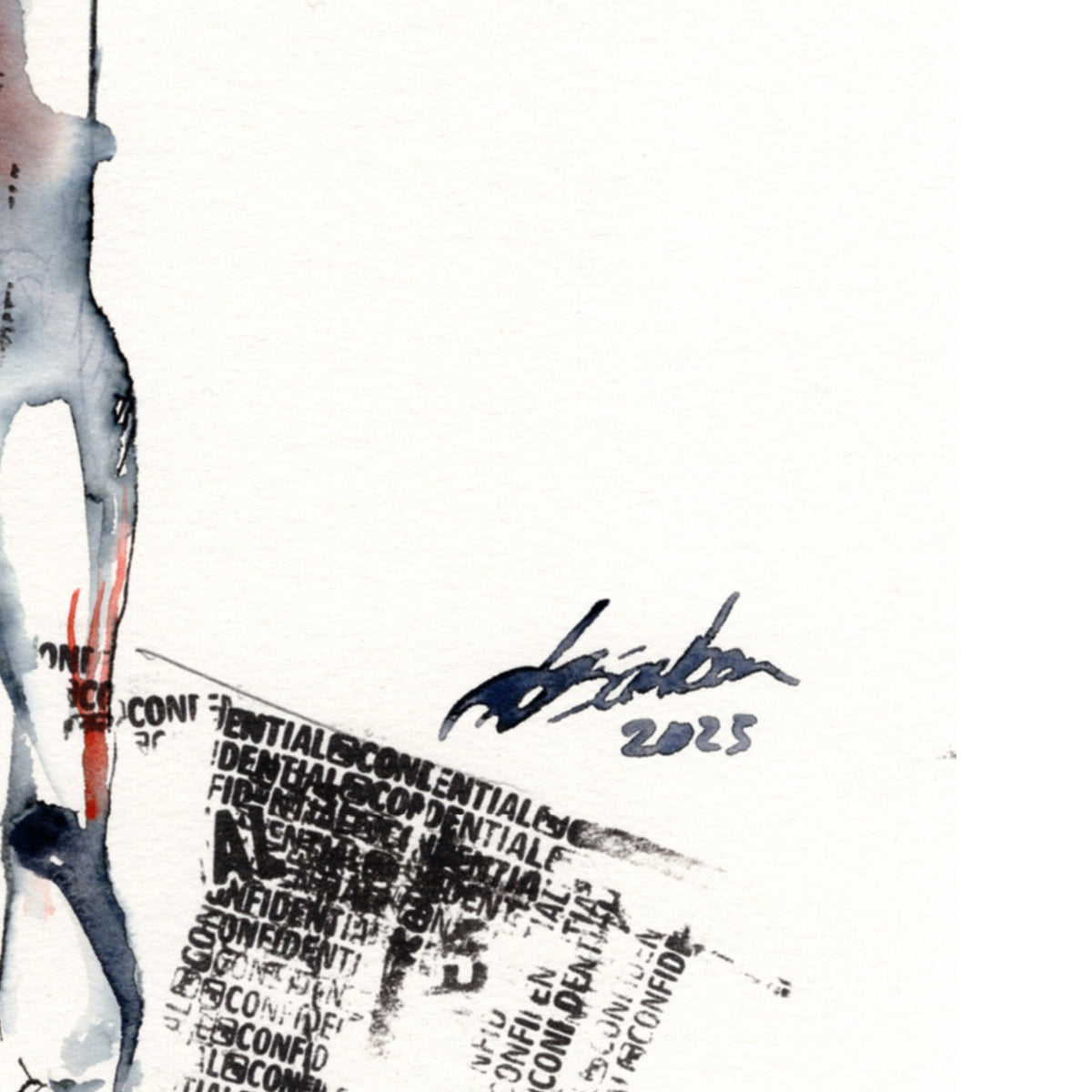 Solitary Reflection - Nude Male Form in Ink - 6x9" Original Watercolor Artist Brenden Sanborn