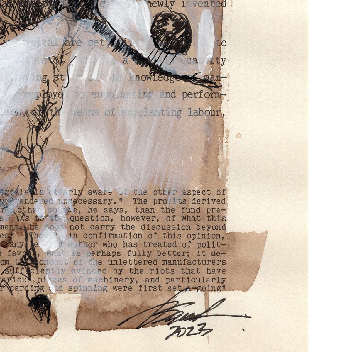 Literary Bear - Hairy Gay Man on Book Page - 6x9" Original Art Artist Brenden Sanborn