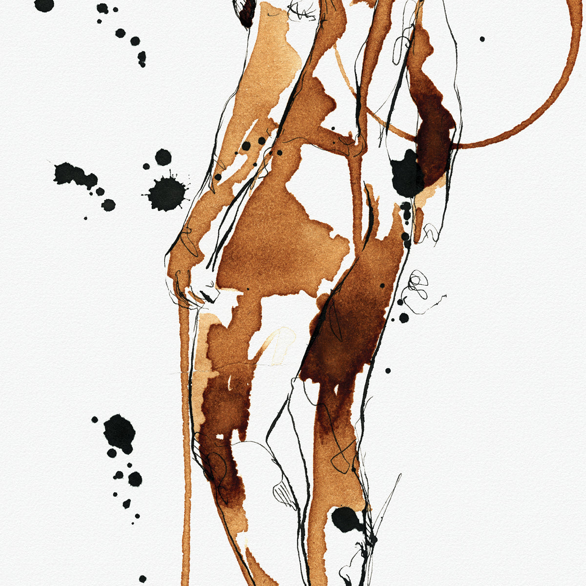 Man Standing Erotic Painting Fully Exposed - Made with Coffee Artist Brenden Sanborn